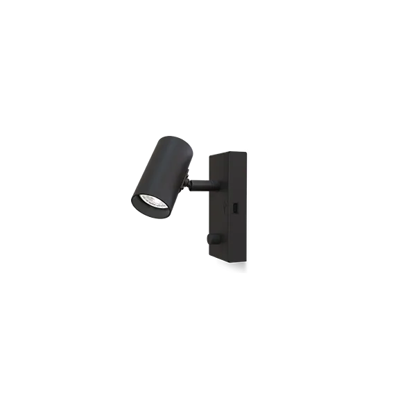Tyson wall lamp USB right black structure GU10