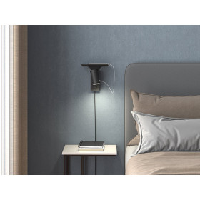 Tyson wall lamp USB right black structure GU10