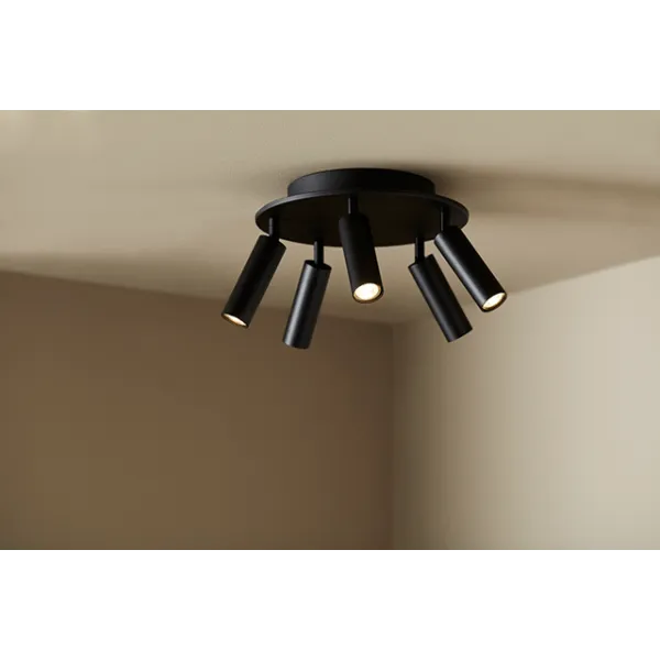 Cato Slim round 5 flat black LED GU10