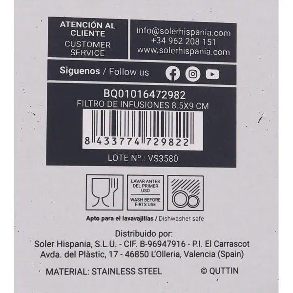 Haudukesuodatin Quttin Ruostumaton teräs 8,5 x 9 cm (24 osaa)