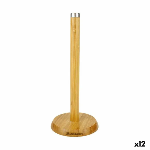 Virtuvės popieriaus laikiklis Quttin Ruda Bambukas Sidabras 16 x 16 x 33,5 cm (12 vnt.)