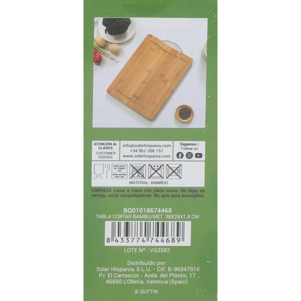 Leikkuulauta Quttin Bambu 38 x 28 x 1,8 cm (12 osaa)
