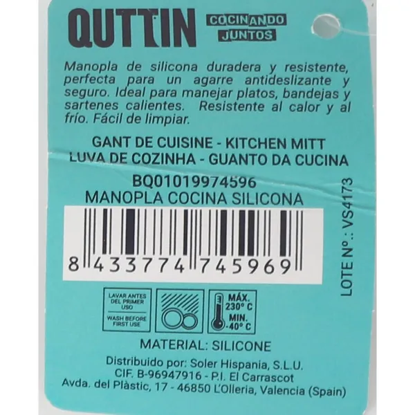 Oven Mitt Quttin Silicone 12 x 9 x 10 cm (24 Units)