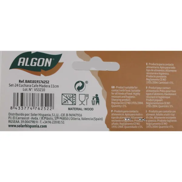 Набор ложек Algon Кафе Деревянный 24 Предметы 11 cm (36 штук)