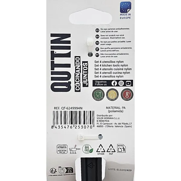 Keittiövälinesetti Quttin Nylon 4 Kappaletta (15 osaa)