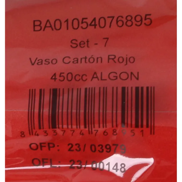 Set of glasses Algon Disposable Cardboard Red 7 Pieces 450 ml (16 Units)
