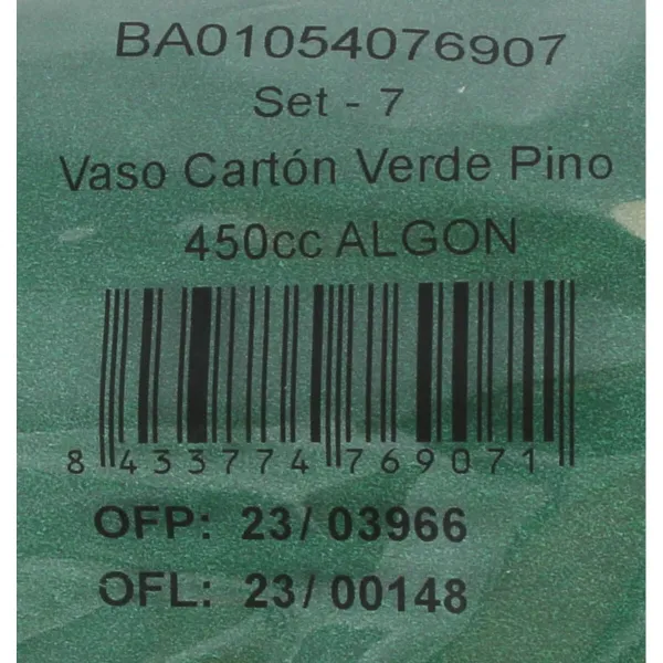 Lasisetti Algon Kertakäyttöinen Kartonki Vihreä 7 Kappaletta 450 ml (16 osaa)