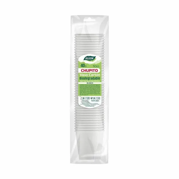 Setti shottilaseja Algon Kertakäyttöinen Kartonki Valkoinen 40 Kappaletta 50 ml (36 Osaa)