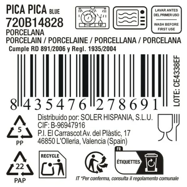 Чаш для Закусок La Mediterránea Pica-pica Синий 14,4 x 10,5 x 3,1 cm (24 штук)