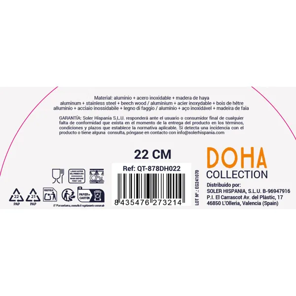 Panna Quttin Doha Stiprināts alumīnijs 45 x 22 x 5 cm (6 gb.)