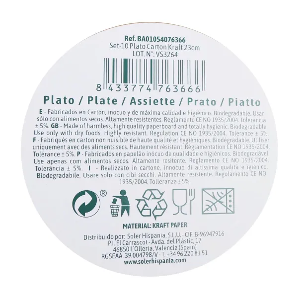 Plokštelių rinkinys Algon Vienkartinis kraft popierius 10 Dalys 23 cm (18 vnt.)