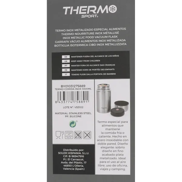 Thermos for Food ThermoSport Stainless steel 1 L