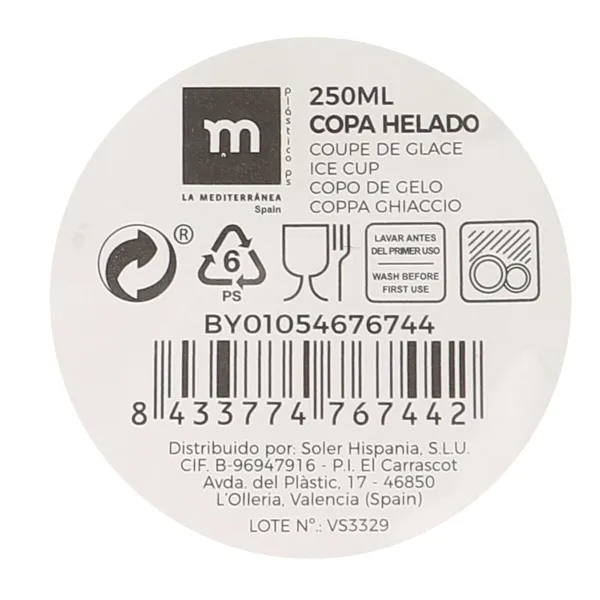 Saldējuma un piena kokteiļa glāze La Mediterránea 0,25 L (24 gb.)