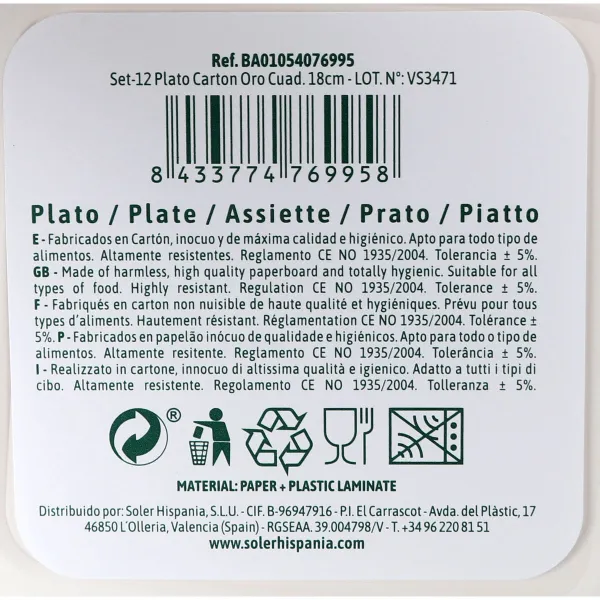 Plāksņu komplekts Algon Bronza 18 cm 12 Daudzums (18 gb.)