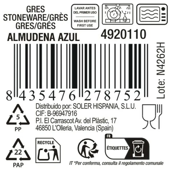 Puodelis La Mediterránea Almudena Sininen 90 ml (36 Osaa)