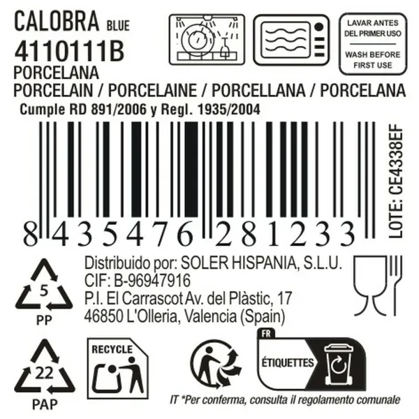 Bowl La Mediterránea Calobra Blue Ø 15,5 cm (24 Units)