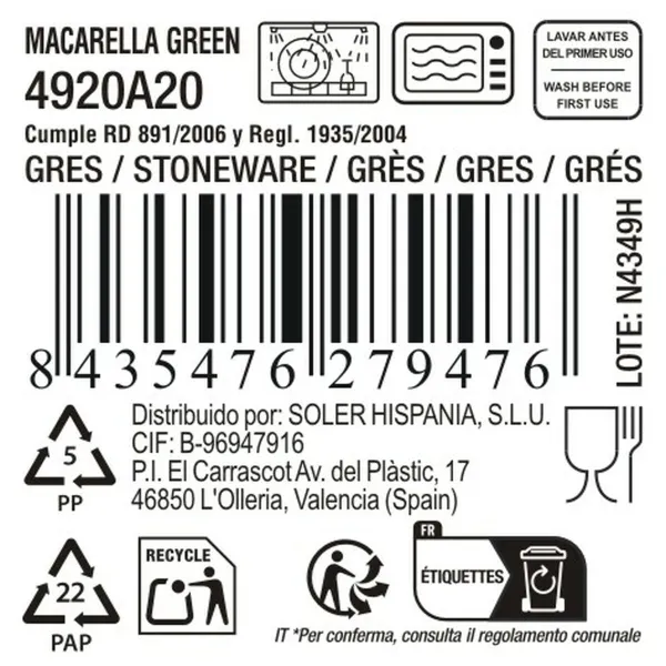 Serving Platter La Mediterránea Macarella green Oval 25 x 12 x 2,2 cm (24 Units)