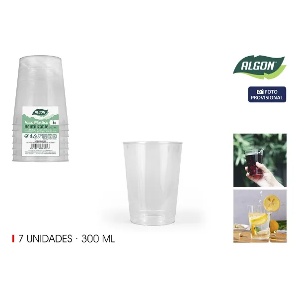 Set of glasses Algon Plastic 300 ml 7 Pieces (24 Units)