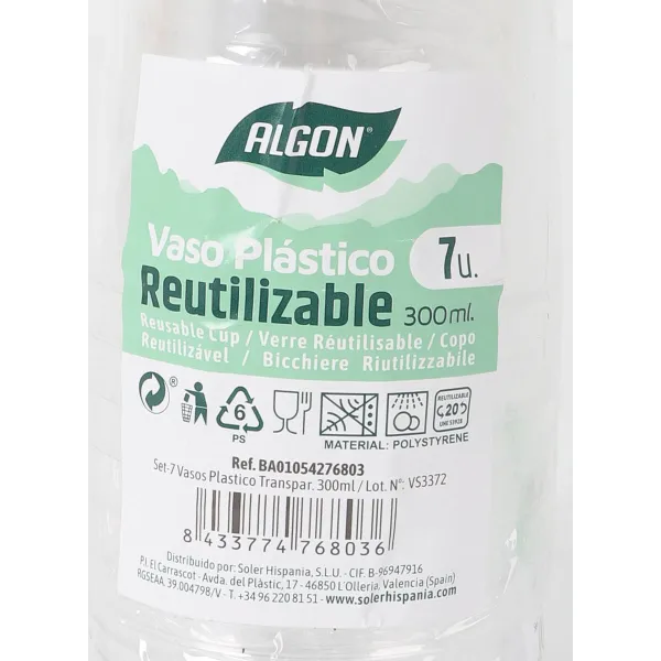 Stiklinių rinkinys Algon Plastmasinis 300 ml 7 Dalys (24 vnt.)