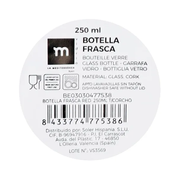 Stikla Pudele La Mediterránea 0,25 L (36 Vienības)