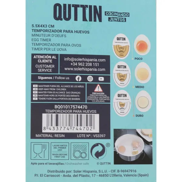 Kitchen Timer Quttin 5,5 x 4 x 3 cm Egg (36 Units)