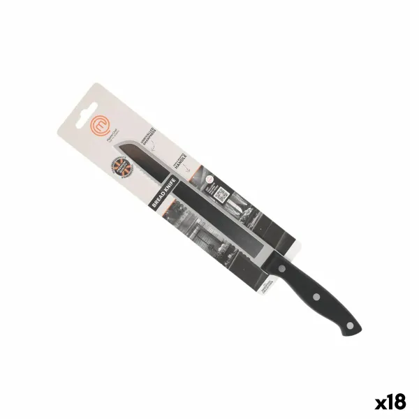 Bread Knife MasterChef 20 cm Black Silver (18 Units)