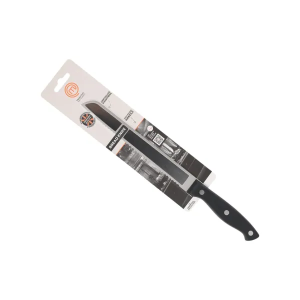 Bread Knife MasterChef 20 cm Black Silver (18 Units)