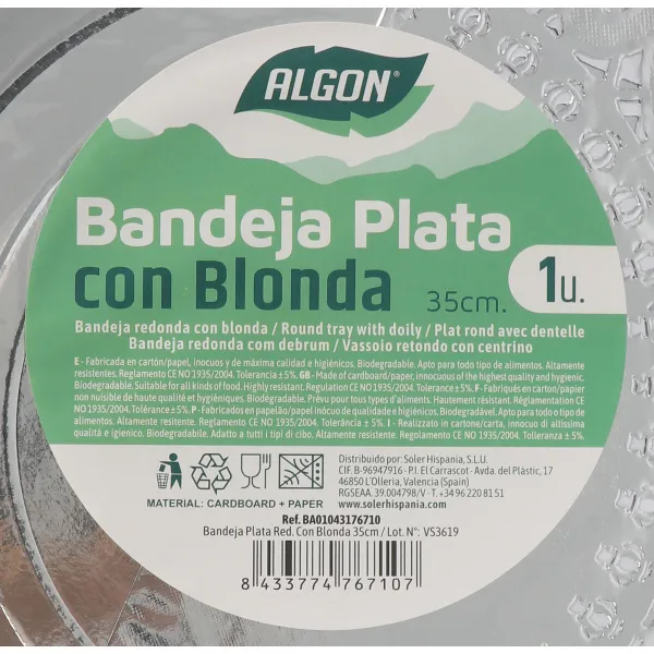 Užkandžių dėklas Algon Apskritas 35 cm (30 vnt.)