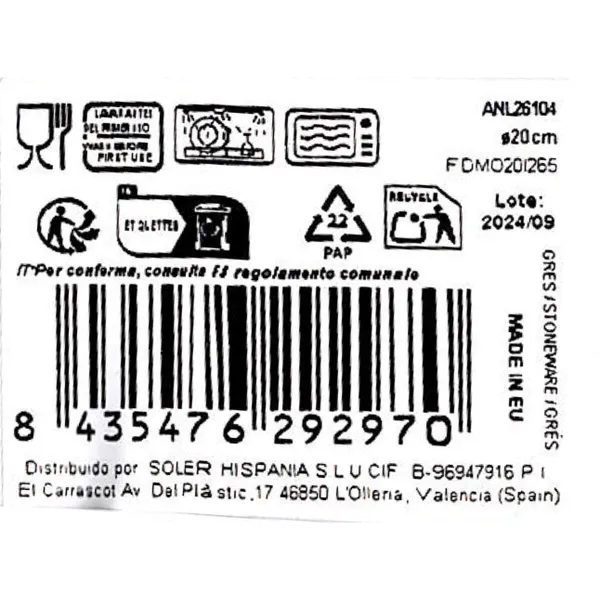 Dessert dish La Mediterránea Anllo Ø 20 cm (12 Units)