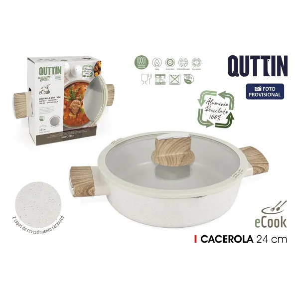 Casserole with lid Quttin Ecook 24 x 11 cm 2,8 mm (4 Units)