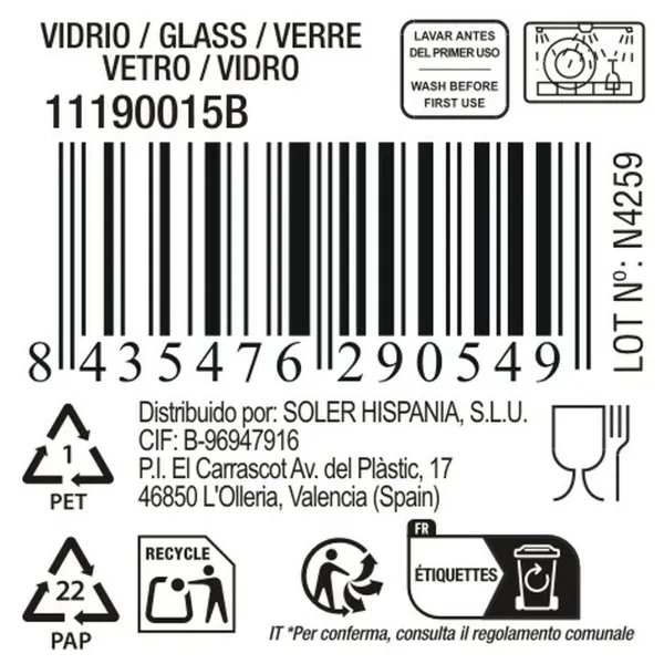 Glass for water Inde Canberra 310 ml (48 Units)