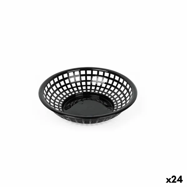 Bread Basket Black Plastic Circular 19,6 x 19,6 x 4,6 cm (24 Units)