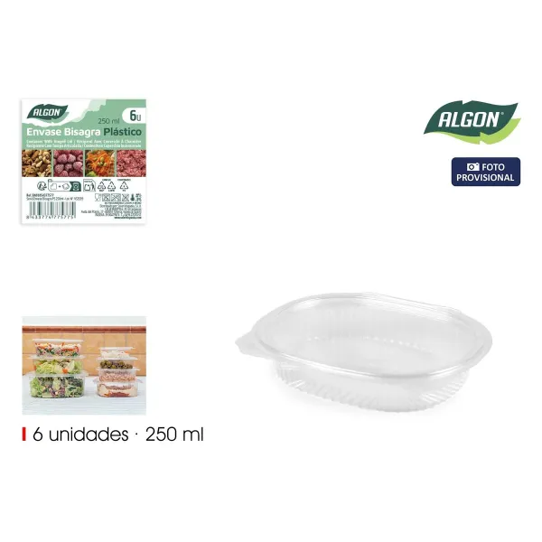 Uudelleen käytettävä ruoka-alustat Algon OPS 250 ml 15,8 x 12,9 x 3 cm (6 Kappaletta) (24 osaa)
