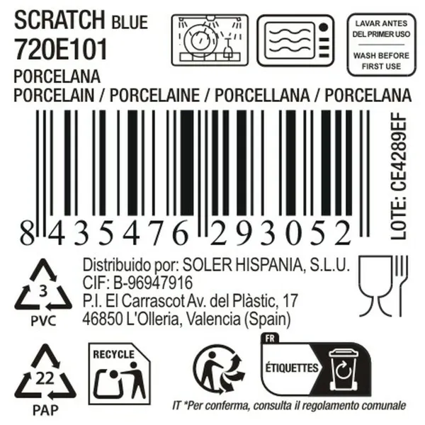 Поднос La Mediterránea Scratch  blue Фарфор Овальный 20,6 x 11,7 x 2,3 cm (18 штук)