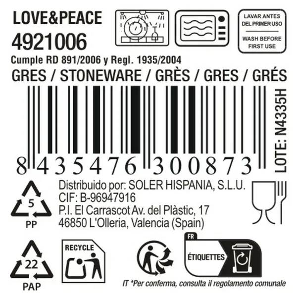 Kulho La Mediterránea Love&peace 650 ml (24 osaa)