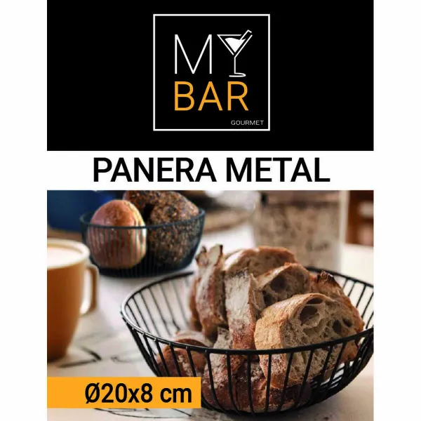Leipäkori My Bar Musta Metalli Pyöreä 20 x 8 cm (12 osaa)