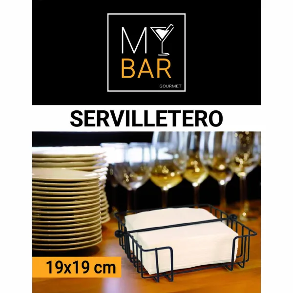 Napkin holder My Bar Black Metal 19 x 19 x 7,5 cm (12 Units)