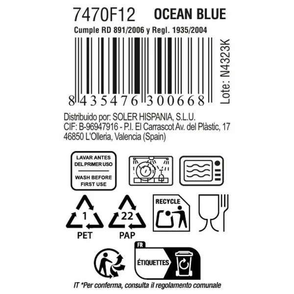 Bowl La Mediterránea Ocean blue 180 ml 9,5 x 5,4 cm (24 Units)