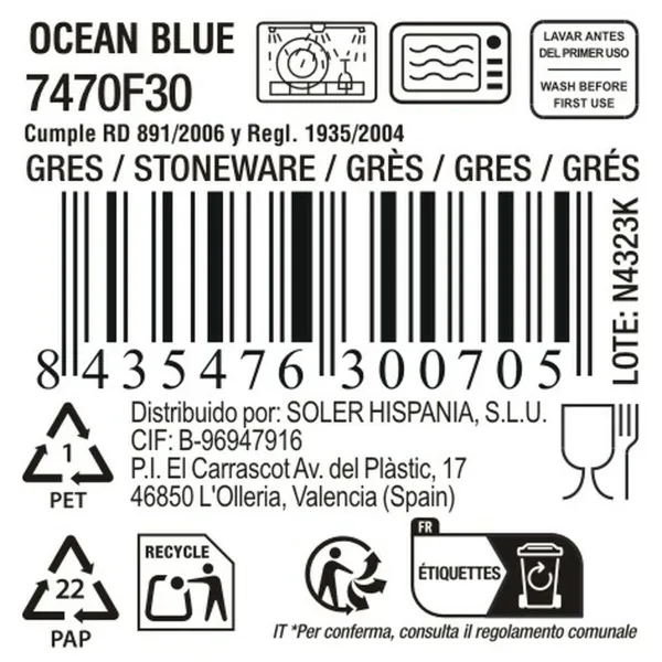 Krūze La Mediterránea Ocean blue 330 ml (24 gb.)