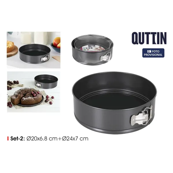Springform Pan Quttin Black 20 x 6,8+24 x 7 cm 2 Pieces (6 Units)