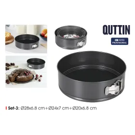 Springform Pan Quttin Black 24 x 7+28 x 6,8 cm 3 Pieces (6 Units)