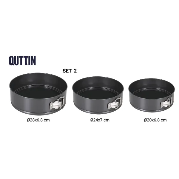 Springform Pan Quttin Black 24 x 7+28 x 6,8 cm 3 Pieces (6 Units)
