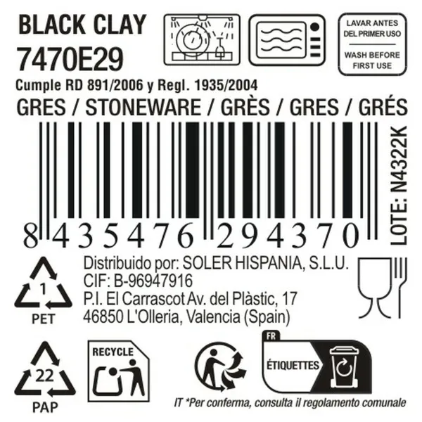 Cup La Mediterránea Black clay (24 Units)