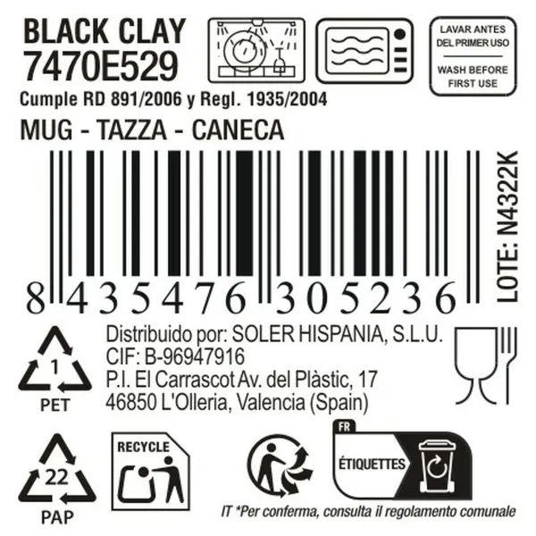 Cup La Mediterránea Black clay (24 Units)