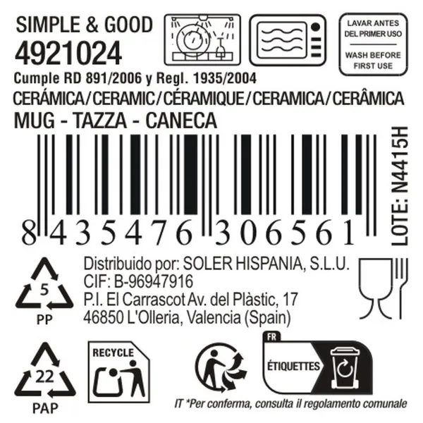 Puodelis La Mediterránea Simple&good 380 ml (16 vnt.)