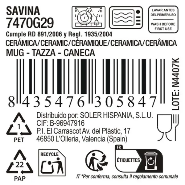 Puodelis La Mediterránea Savina 420 ml (18 vnt.)