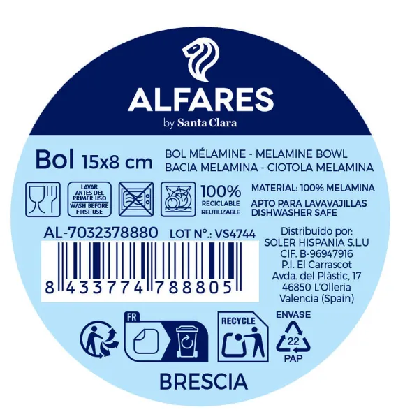 Bļoda Alfares BRESCIA 15 x 8 cm (24 gb.)