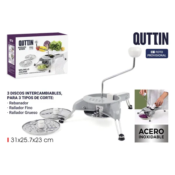 Manual Vegetable Chopper Quttin Grey Stainless steel 31 x 25,7 x 23 cm (6 Units)