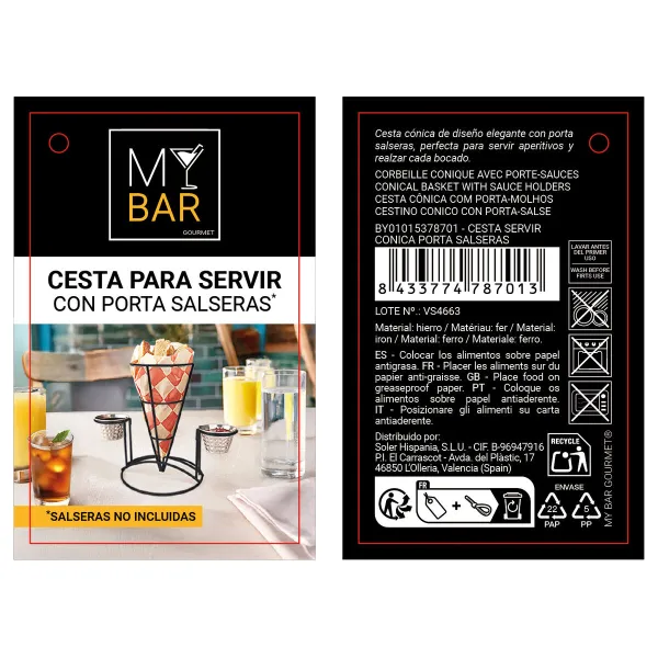 Tarjoilukori My Bar Musta Rauta 23 x 13 x 18,5 cm (12 osaa)