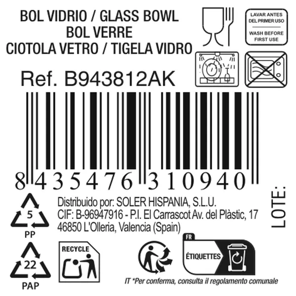 Bowl La Mediterránea Diamond Transparent Glass Ø 12 cm (24 Units)